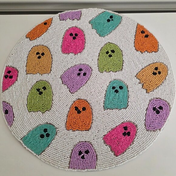 Christian Siriano Other - CHRISTIAN SIRIANO 15" Beaded Round Charger - Halloween Decor Ghost Placemat NEW